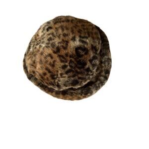 Parkhurst hat faux cheetah bucket style soft, fuzzy, warm, cocktails evenings
